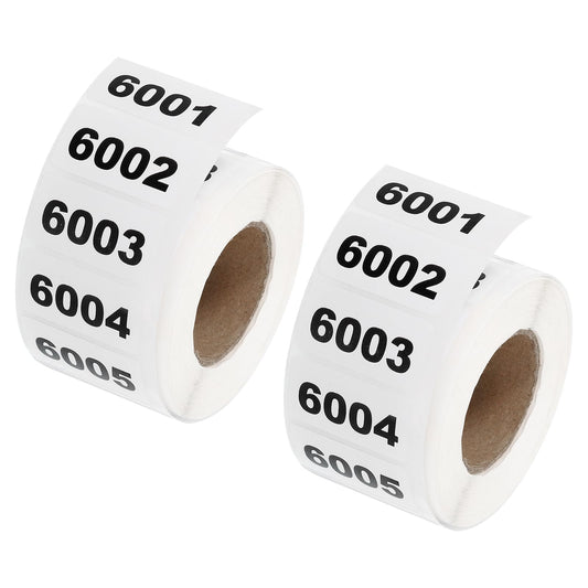 uxcell 2 Roll Inventory Number Sticker, 6001-7000 Consecutive Numbered Labels Self Adhesive Waterproof Labels Tag for Storage Classification Supplies (1.6x0.8 Inch) Number 6001-7000 1.6x0.8"
