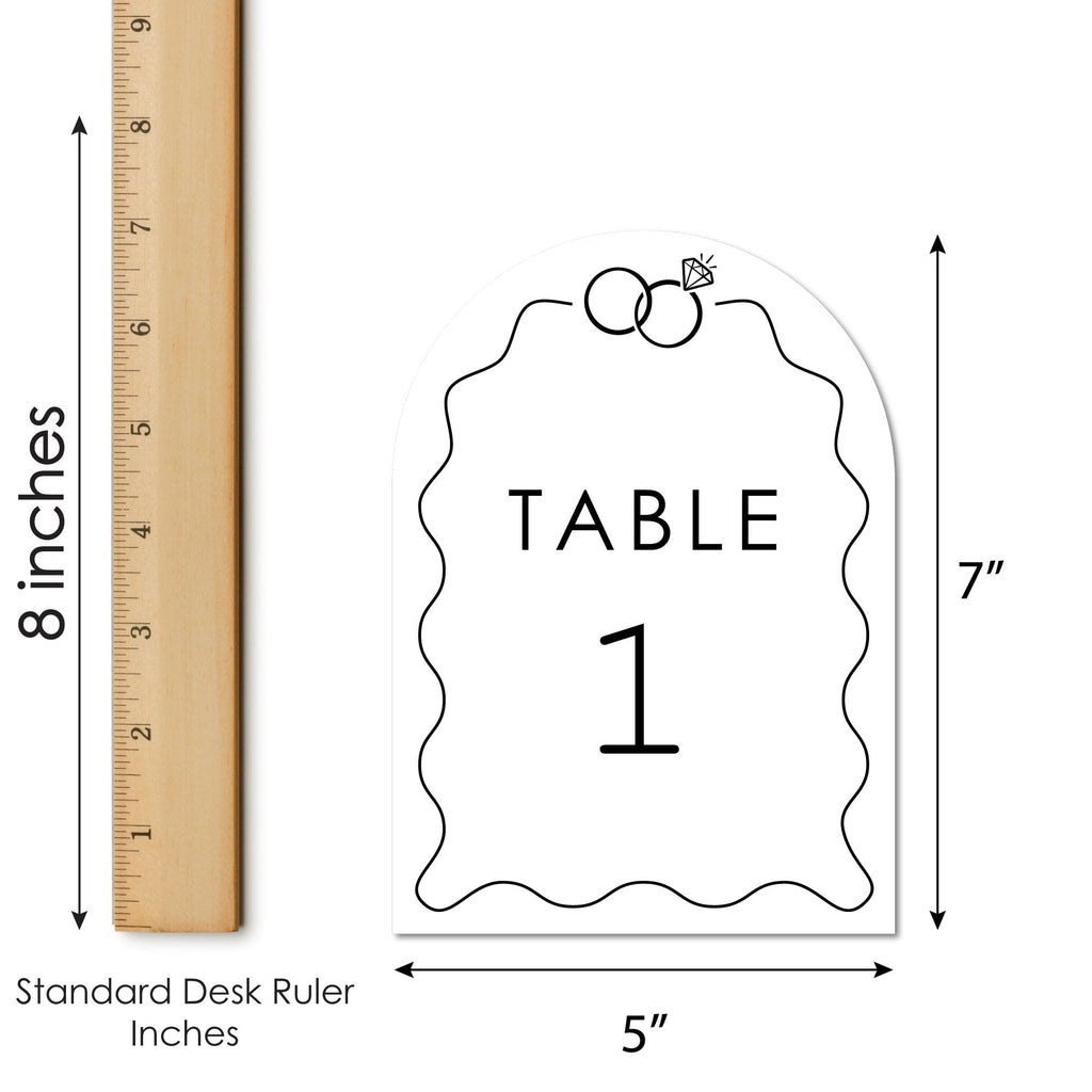 Big Dot of Happiness Wedding Rings Table Numbers, Engagement and Anniversary Party Decor, Wedding Centerpieces, Double-Sided 5 x 7 inches Cards, Table Numbers - 1-20