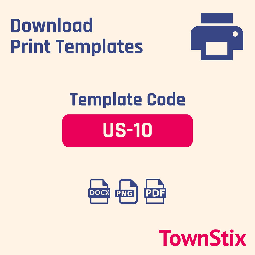 Printable white 2x4 inch sticker labels from TownStix, 30 sheets for laser and inkjet printers, matte finish, 10 labels per page.