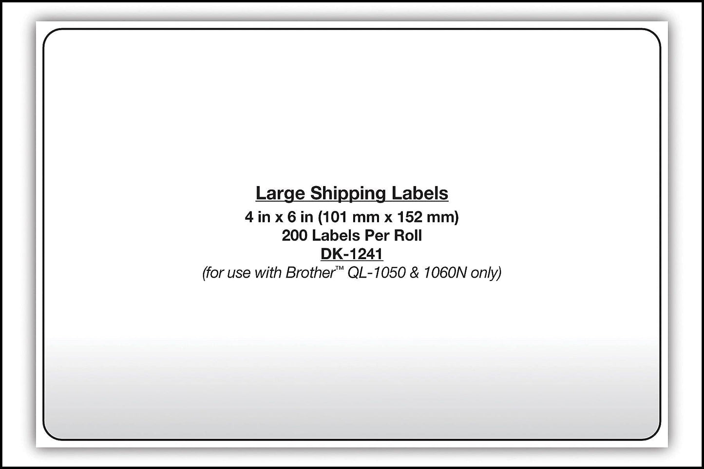 Brother Genuine DK-1241 Die Cut White Labels, 4 x 6 Inch Individual Labels, Large Shipping White Paper Labels, 200 Count, (1) Roll Per Box