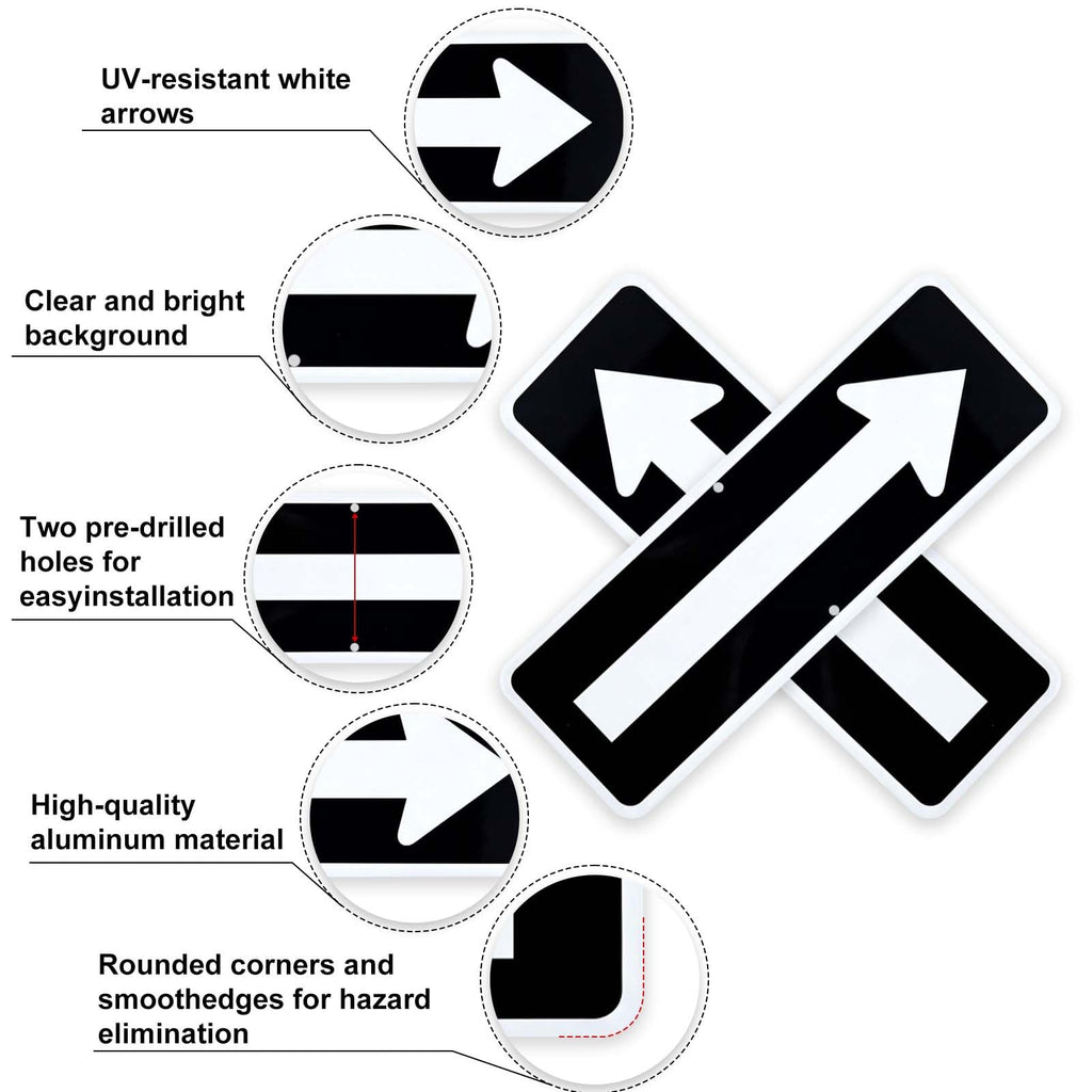 2 Pack Left Right Arrow Signs,Reflective Aluminum Directional Sign