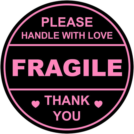 2 inch 300 PCS Black Fragile Handle with Love Labels Stickers Shipping Mailing Cartons Envelops Adhesive Labels-Poskornwel
