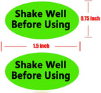 Remarkable fluorescent green "Shake Well before Using" stickers, 0.75 x 1.5 inches, on a roll, color-coding labels with black text