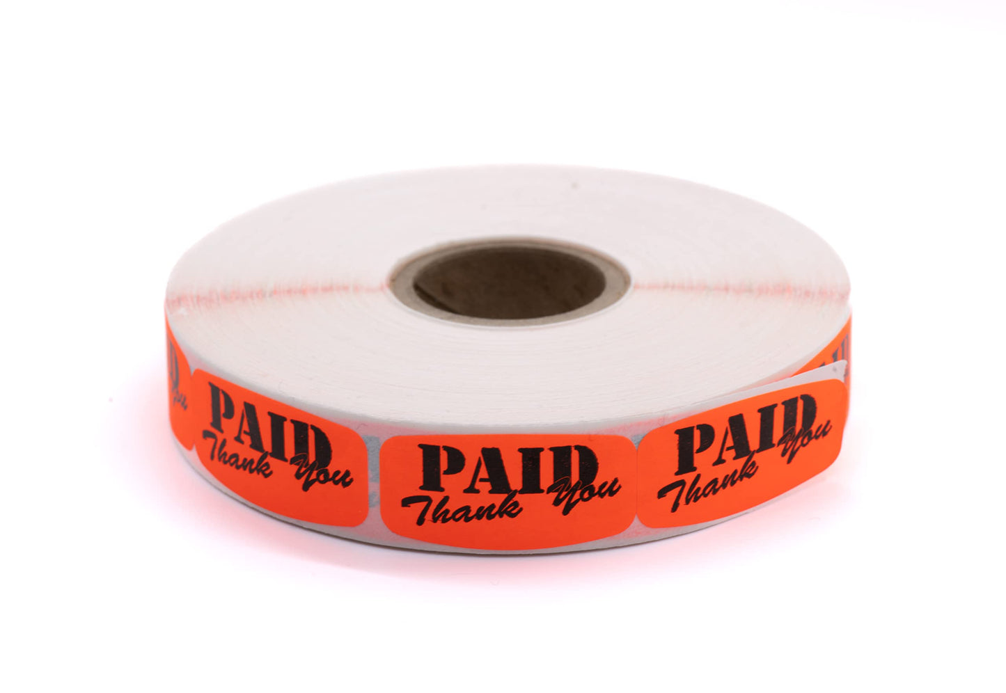Bright Orange 'Paid - Thank You' Sticker Labels - High-Contrast, High-Adhesive, Ideal for Supermarkets and Other Stores - 1000 Count Roll of 1 1/2" x 5/8" Size Stickers Paid - Thank You