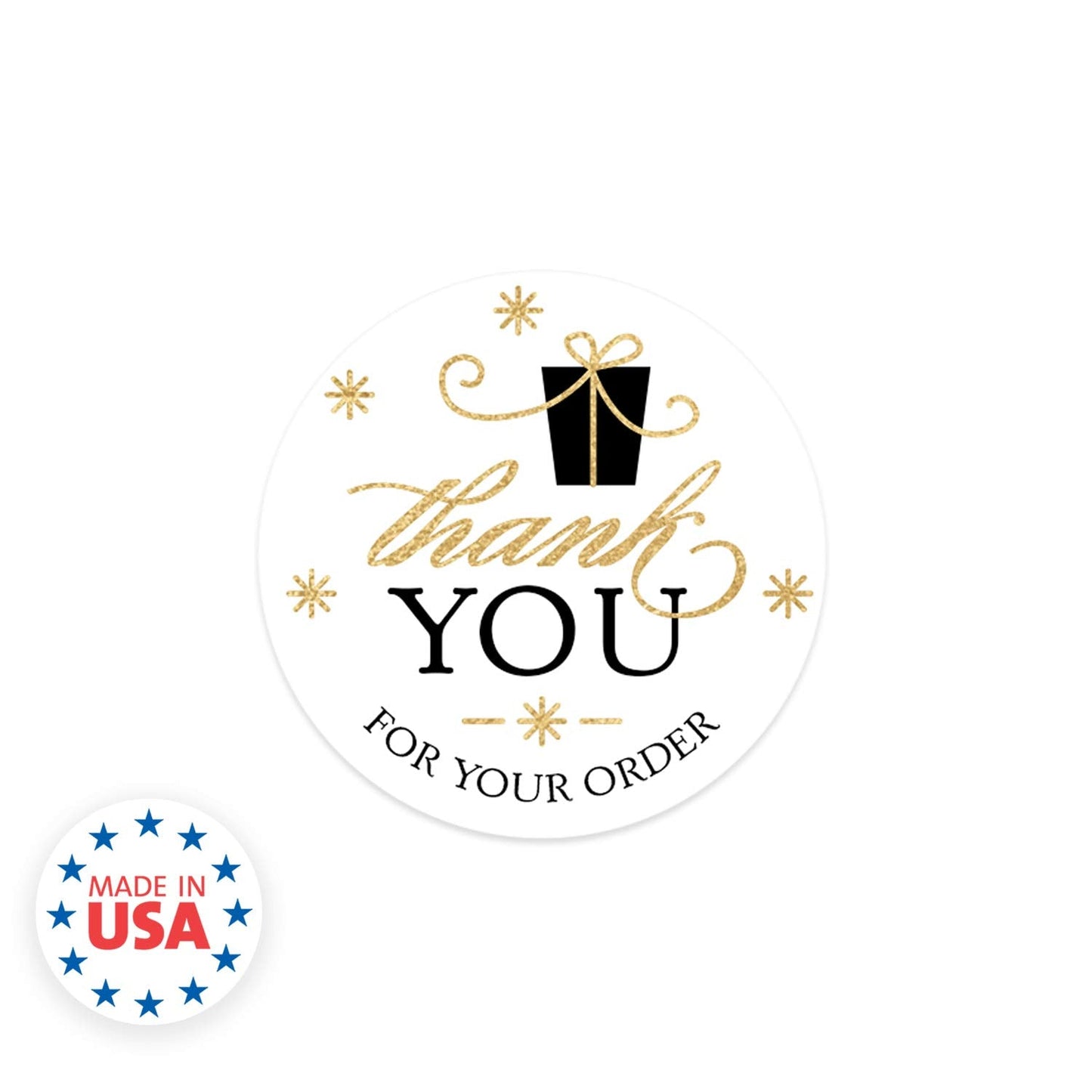 Elegant Faux Gold and Black Holiday Thank You for Your Order Stickers / 1.5" Holiday Business Labels / 500 Boutique Stickers Winter Present