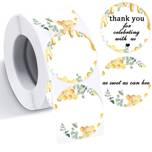 Direct Thermal Stickers 2 inch Round Honey Self-Adhesive DIY Thermal Label Stickers for Honey Jars Birthday Baby Shower Party Favor Decorations Envelope Seal(Pack-500)