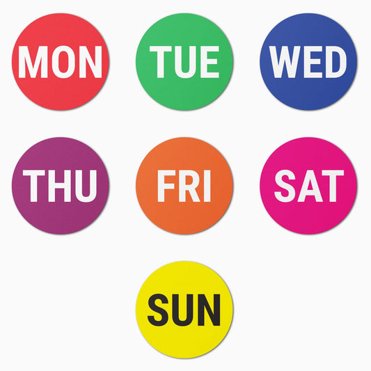 TucoDeals | Day of The Week Labels Stickers - 1" Round Assorted Color Coded Label Stickers for Restaurant Deli Grocery Store Food Packaging Pharmacy, Strong Adhesive & Easy Peel (300 Labels on Sheet) 300 Labels