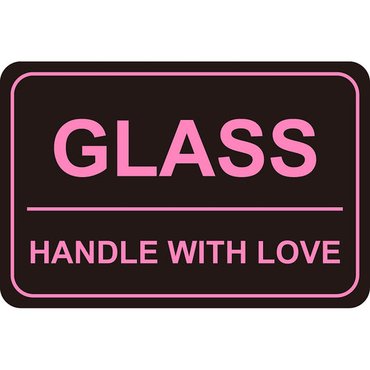 2"x3" 200 PCS Black Glass Sticker Fragile Handle with Love Stickers Shipping Mailing Cartons Envelops Adhesive Labels-Poskornwel