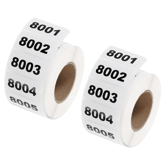 uxcell 2 Roll Inventory Number Sticker, 8001-9000 Consecutive Numbered Labels Self Adhesive Waterproof Labels Tag for Storage Classification Supplies (1.6x0.8 Inch) Number 8001-9000 1.6x0.8"