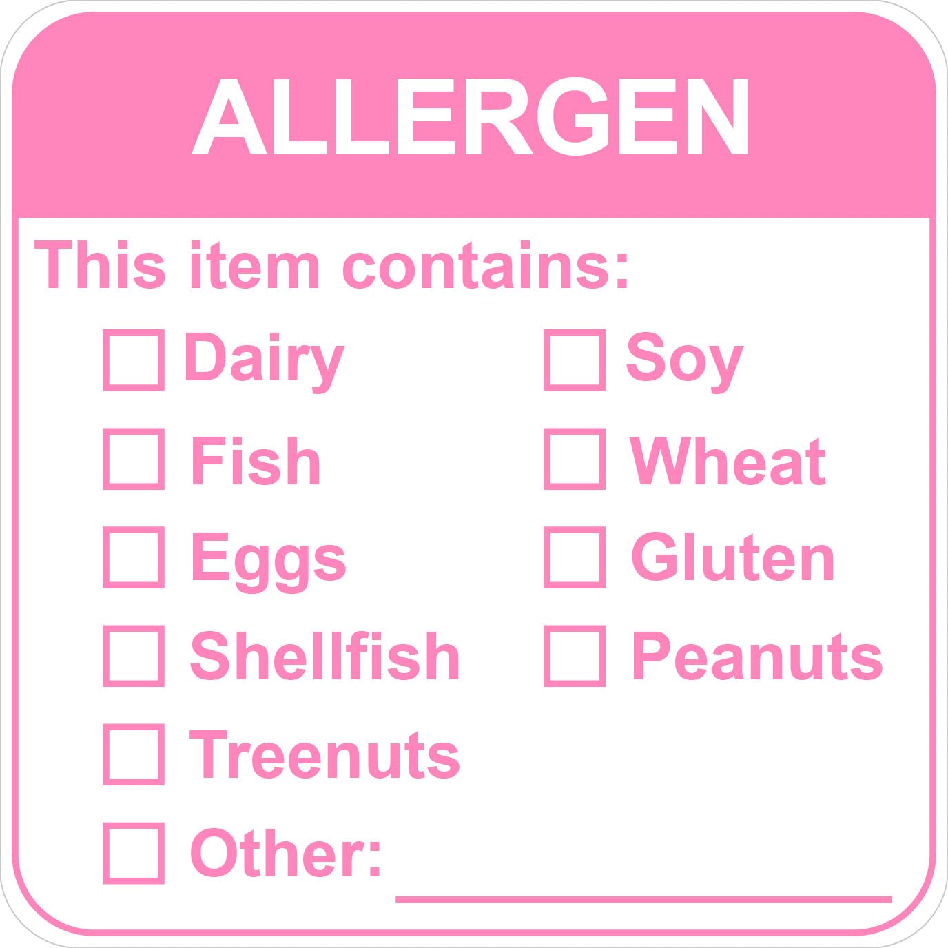 Allergen Warning Stickers,MeshaKippa 2x2" 300pcs Square Pink Food Allergy Label for The Party,Restaurants