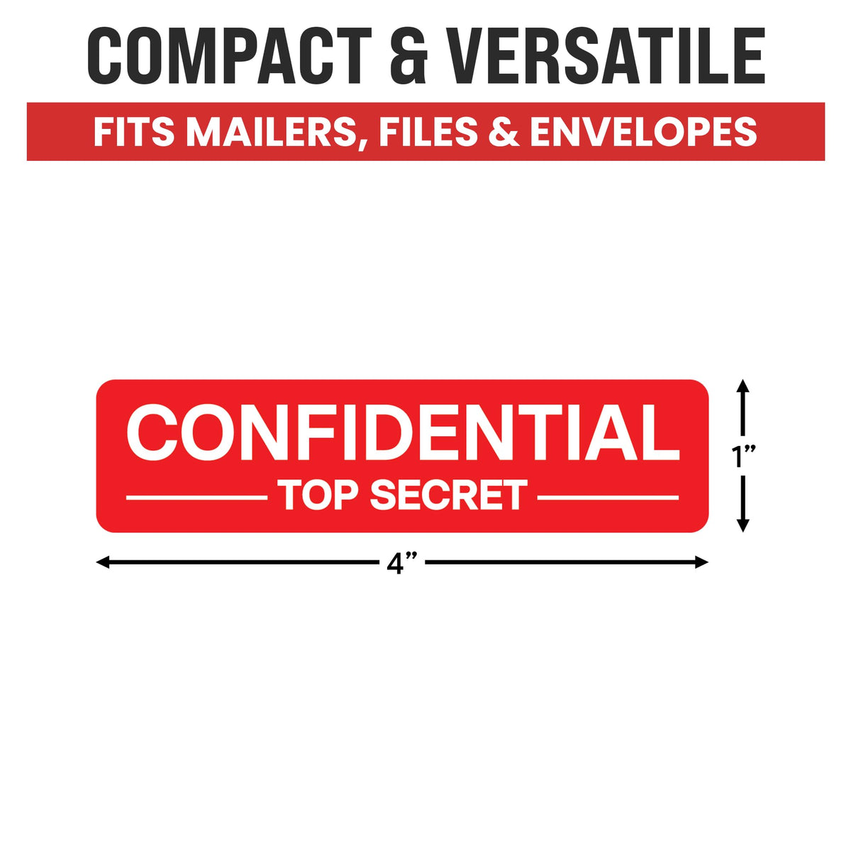 500pcs Confidential Top Secret Stickers for Special Handling Documents, 4" x 1" Bright Red Perforated Labels