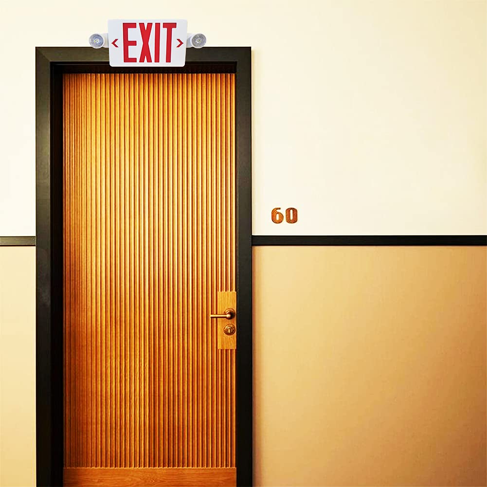 LED Exit Sign with Emergency Lights Dual Exit Lamp, 90 Min Battery Backup White Housing & Red Letter 1 PACK