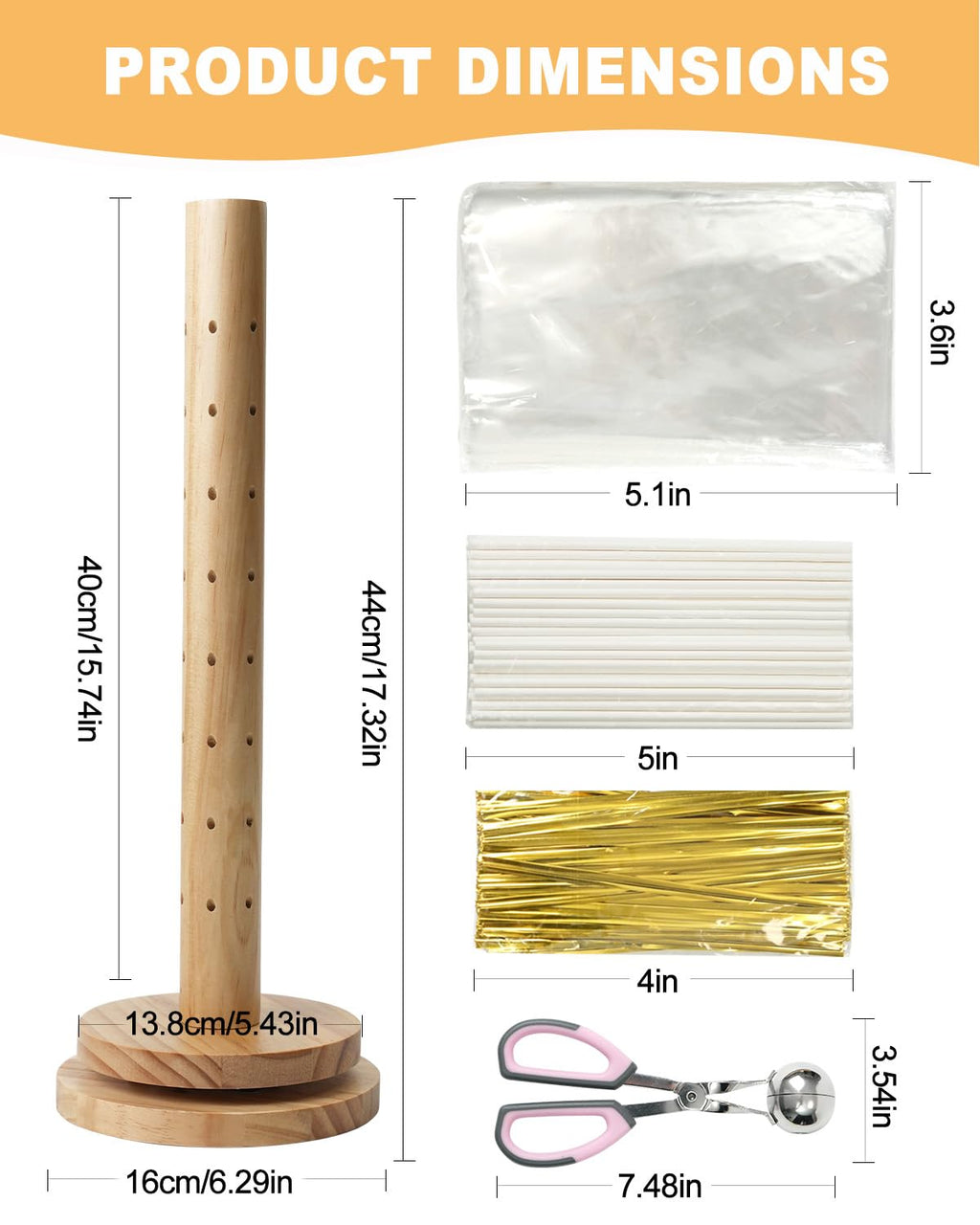 Wood Cake Pop Stand Kit 48 Holes with Spinning Base Wooden Set 1