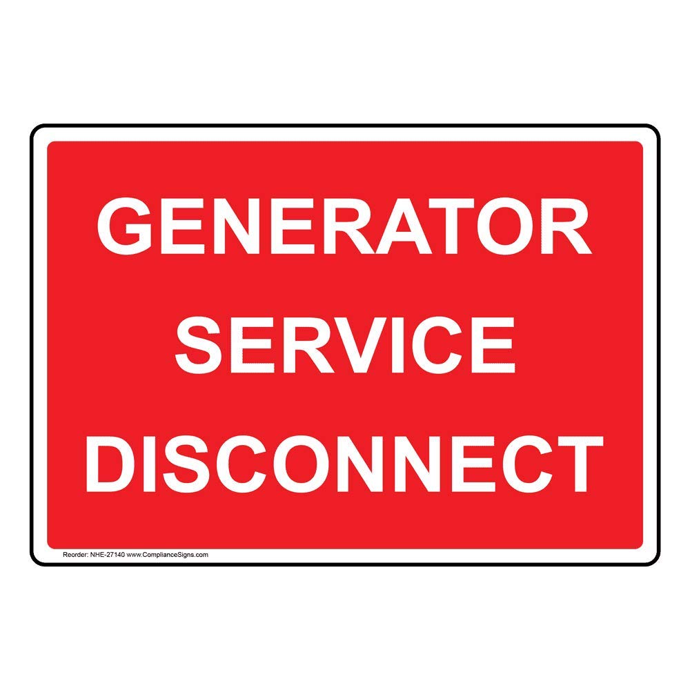 ComplianceSigns.com Generator Service Disconnect Label Decal, 5x3.5 in. 4-Pack Vinyl for Electrical 5" x 3.5" - 4 Pack Adhesive Vinyl