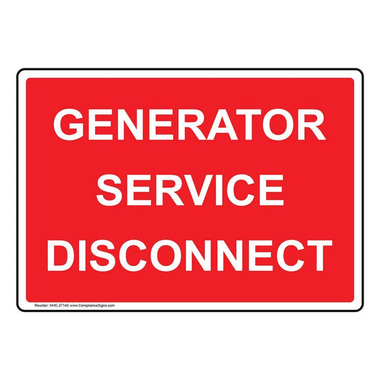 ComplianceSigns.com Generator Service Disconnect Label Decal, 5x3.5 in. 4-Pack Vinyl for Electrical 5" x 3.5" - 4 Pack Adhesive Vinyl