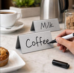 Tudomro 24 Pack Stainless Steel Table Tent Sign 3x1.5" for Party Buffet