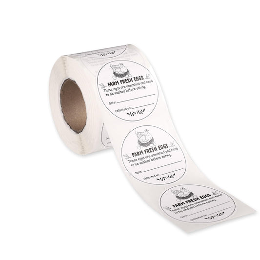 500pcs Farm Fresh Eggs Stickers, 2in Eggs Stickers Round Egg Carton Stickers Labels Self-Adhesive Egg Stamps for Fresh Eggs Chicken Quail Egg Packaging Stickers