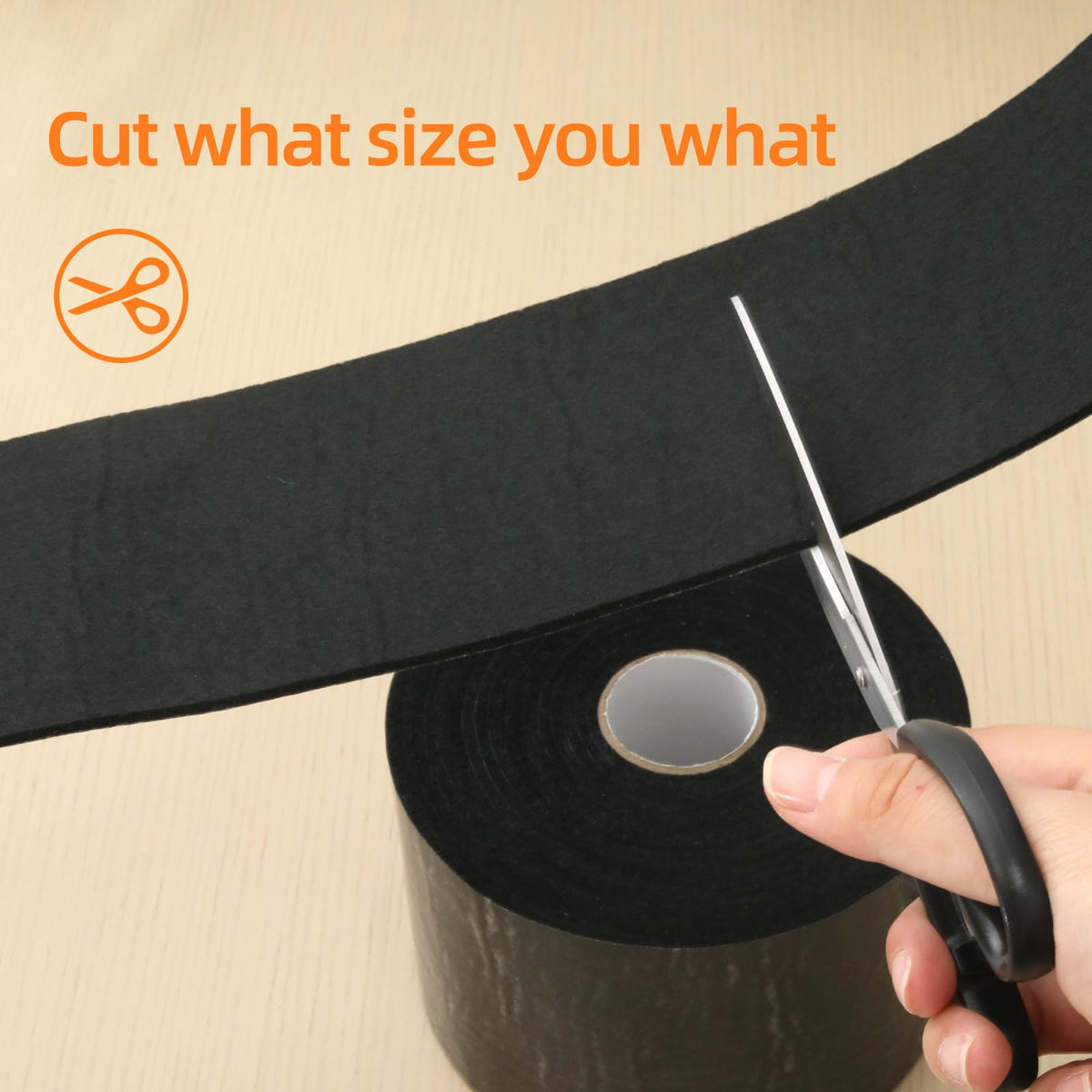QILIMA Black 2 Rolls Felt Strips with Adhesive Backing, Heavy-Duty Felt Tape DIY for Heavy Furniture Home Improvement,0.2 x 4 Inch x 202 Inch