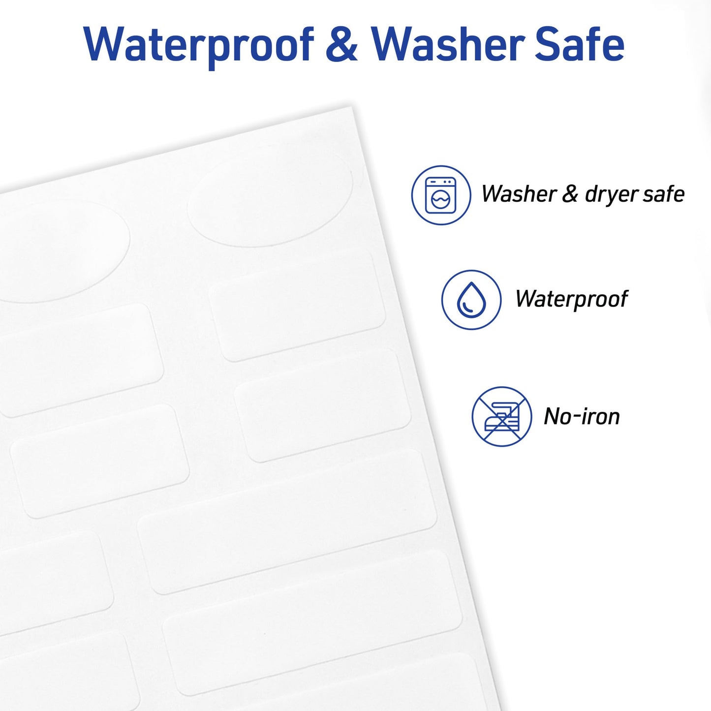 Avery No-Iron Fabric Labels, Assorted Shapes and Sizes, Washer and Dryer-Safe Waterproof Labels, Non-Printable, 45 Blank Labels Total (40700) 45 labels