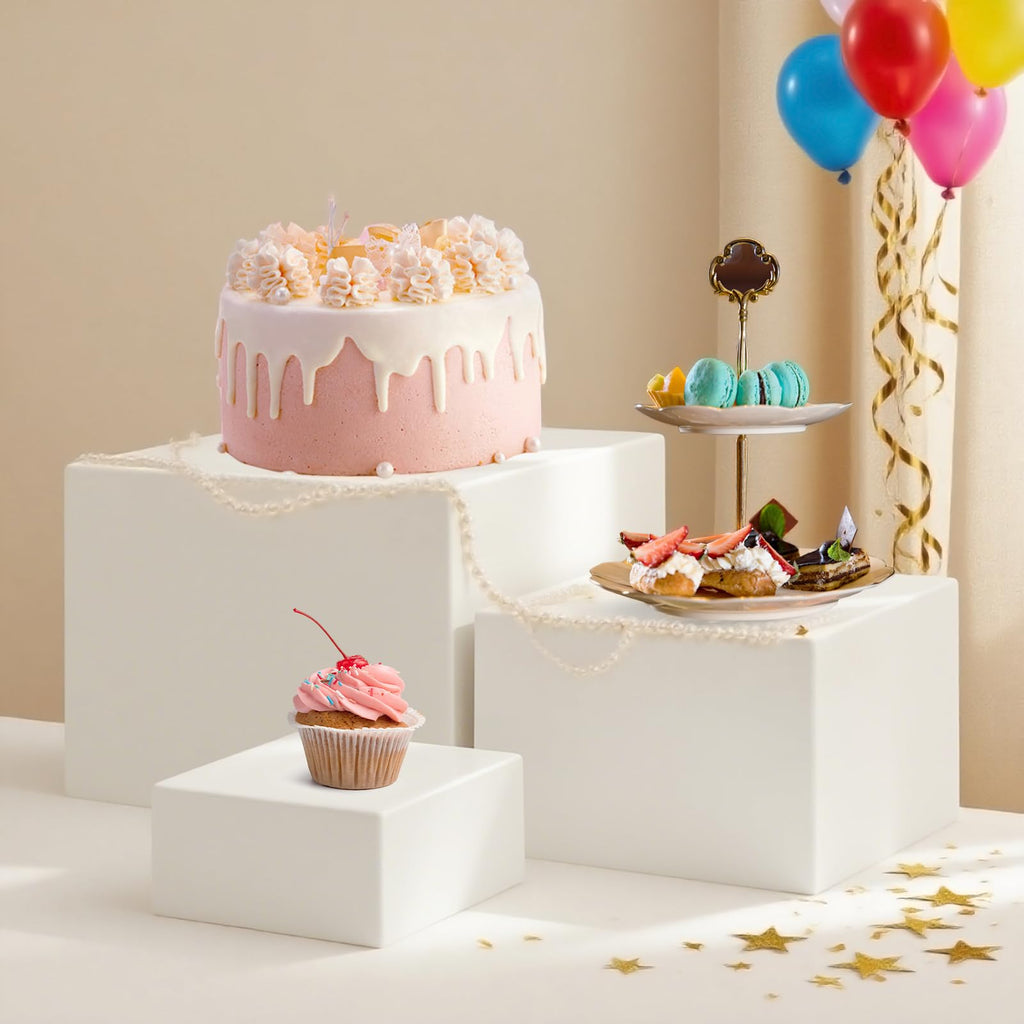 3Pcs Acrylic Buffet Risers Display Stand,4x6x8in Hollow Cube Cake Stand Set