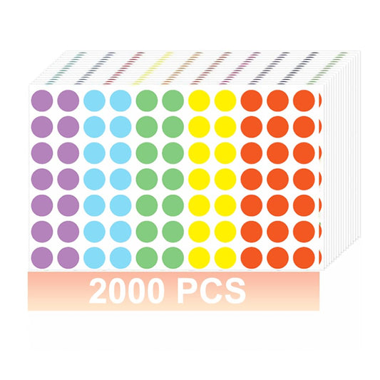 2000 Pcs Colored Dot Stickers 0.4 Inches, Small Translucent Circle Stickers for Calendars Planners Journal, Color Coding Labels for School Office