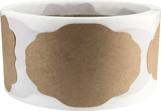 Natural Brown Kraft Modern Style Blank Gift Tag Stickers – Holiday Present Labels, Set of 100 – Rustic Adhesive Tags in Various Sizes, Made in The USA