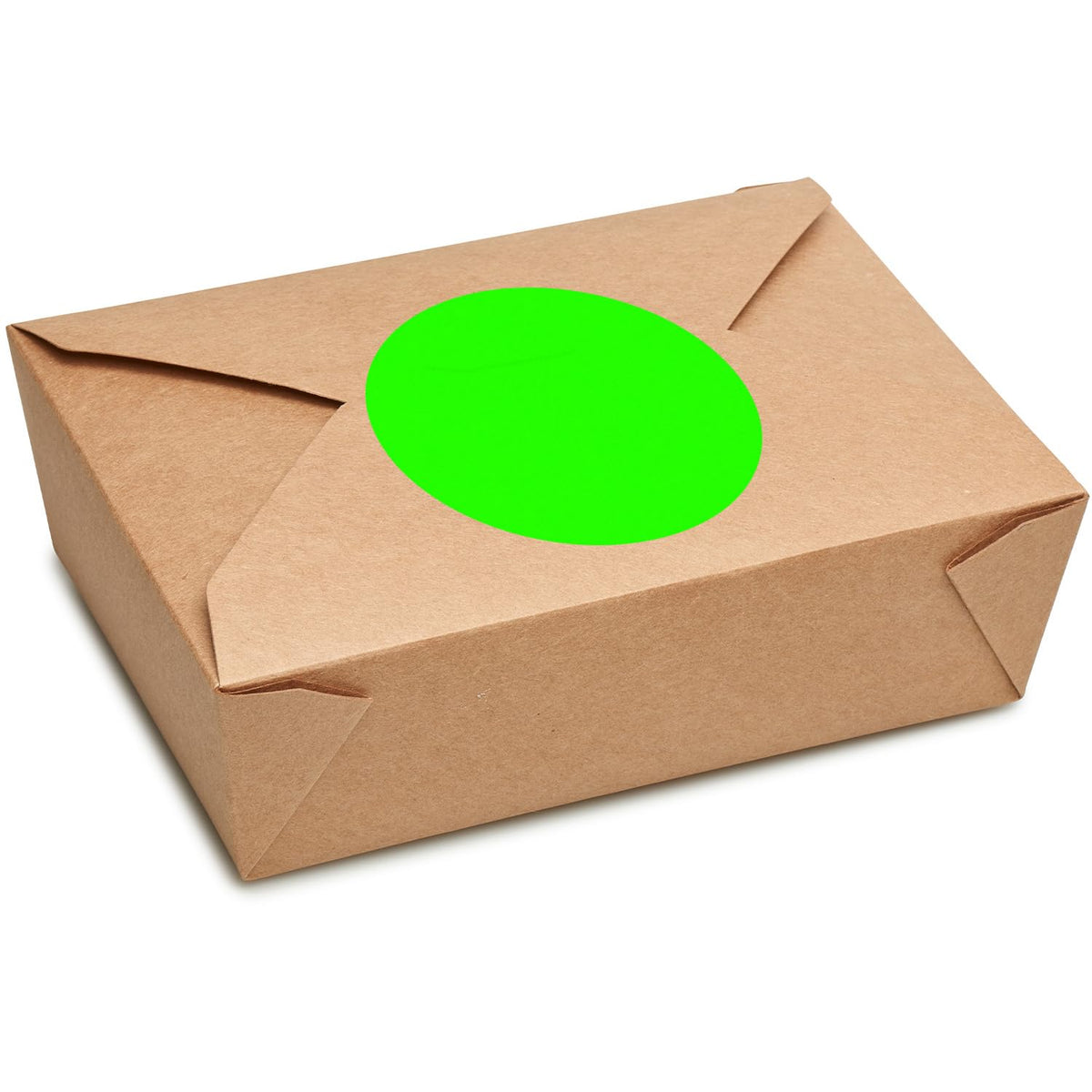 ChromaLabel 3-inch round fluorescent green inventory labels with permanent adhesive and color code dots, 100 per pack.