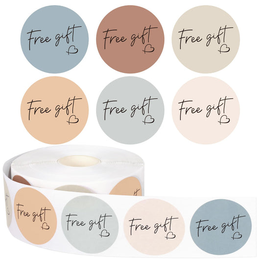 Whaline 1000Pcs Boho Gift Sticker Roll Morandi Style Self-Adhesive Gift Heart Stickers for Small Business 1.5 Inch Simple Elegant Round Seal Sticker Label for Envelopes Sealing Party Favor