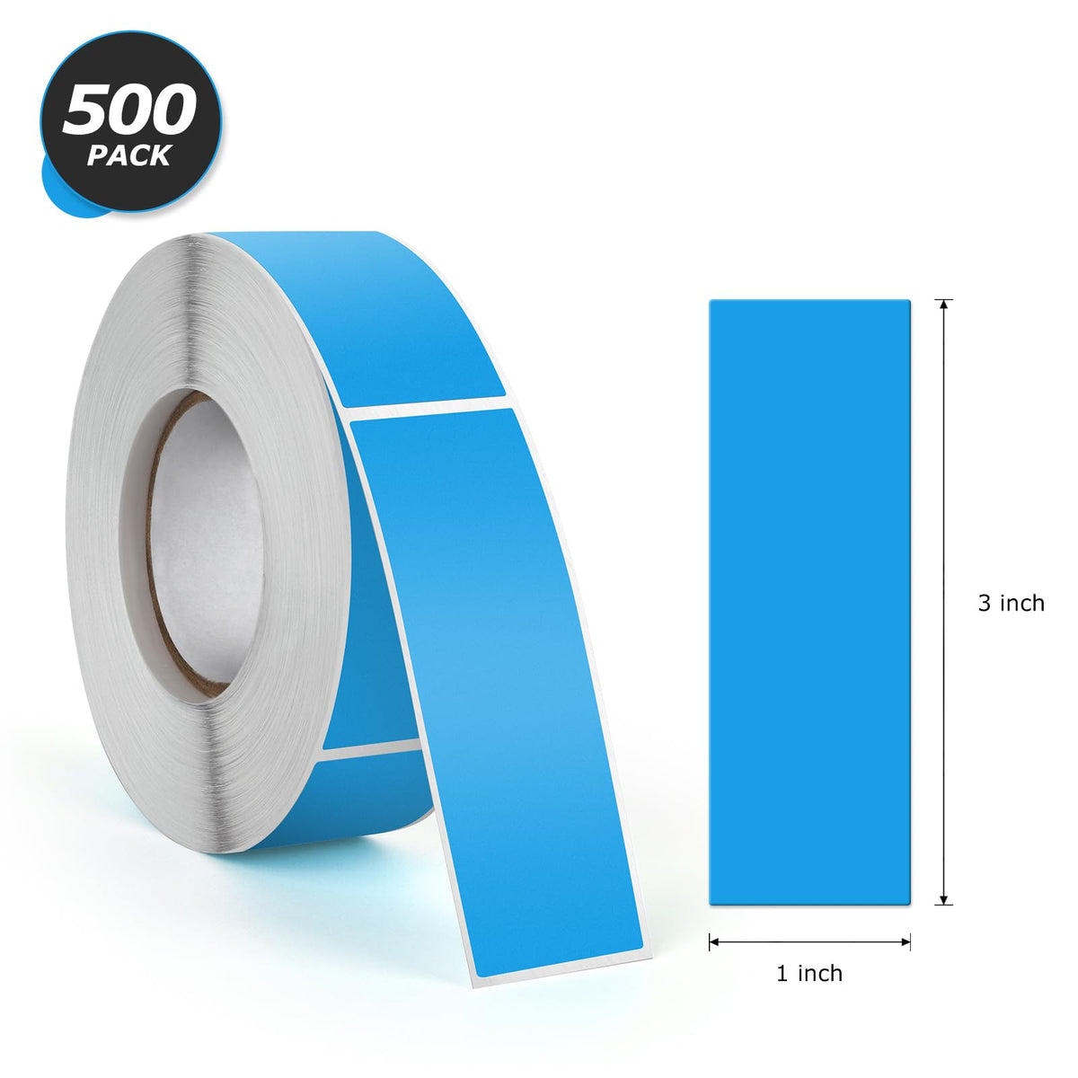 Blue Rectangle Labels 3" x 1" Color Coding Stickers Roll 500 Pcs Blue