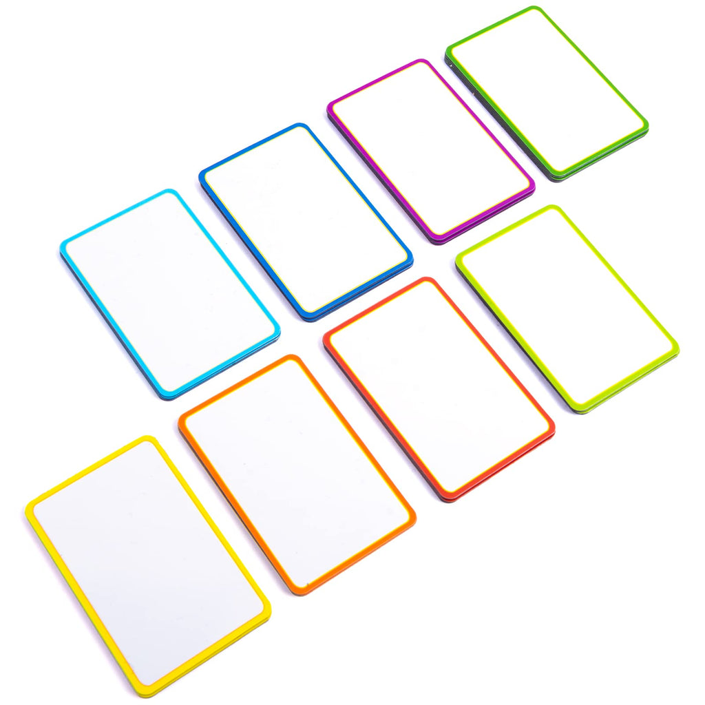 Availey 72 Pcs Magnetic Dry Erase Labels - 40 Pieces of 3 x 2 with Colored Border and 32 Pieces of 4 x 1.8 with Full White Front