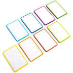 Availey 72 Pcs Magnetic Dry Erase Labels - 40 Pieces of 3 x 2 with Colored Border and 32 Pieces of 4 x 1.8 with Full White Front
