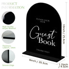 Black Arch Acrylic Guest Book Sign with Stand 8"x10"