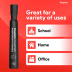 Staples Tank Permanent Markers, Chisel Tip, Black, 36 Pack