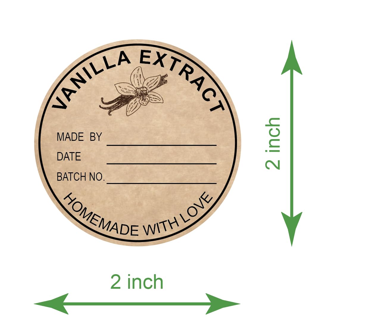 2 Inch 300 PCS Vanilla Extract Labels for Homemade Bottles, Kitchen Pantry, Jar - Stickers for Handcrafted Vanilla