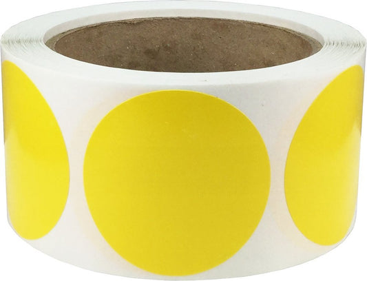 Yellow Color Coding Labels for Organizing Inventory 2 Inch Round Circle Dots 500 Total Adhesive Stickers On A Roll