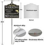 (2Pack) Large Video Surveillance Sign with Stake, No Trespassing Sign, 2pack with stake