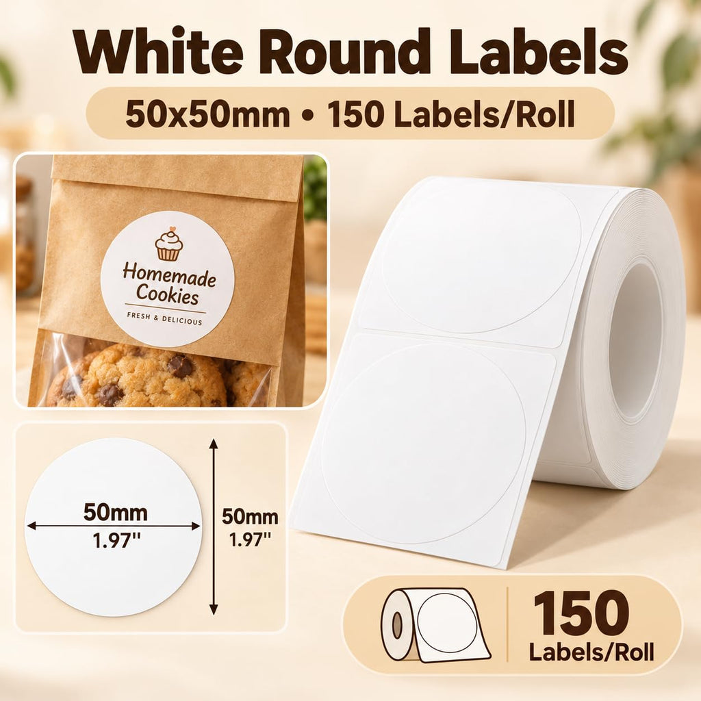 NIIMBOT 3 Rolls 50x50mm Round Thermal Labels for B1/B21/B3S/K3 Label Maker