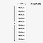 250pcs Medium Clothing Size Strip Labels, 1.25" x 5"