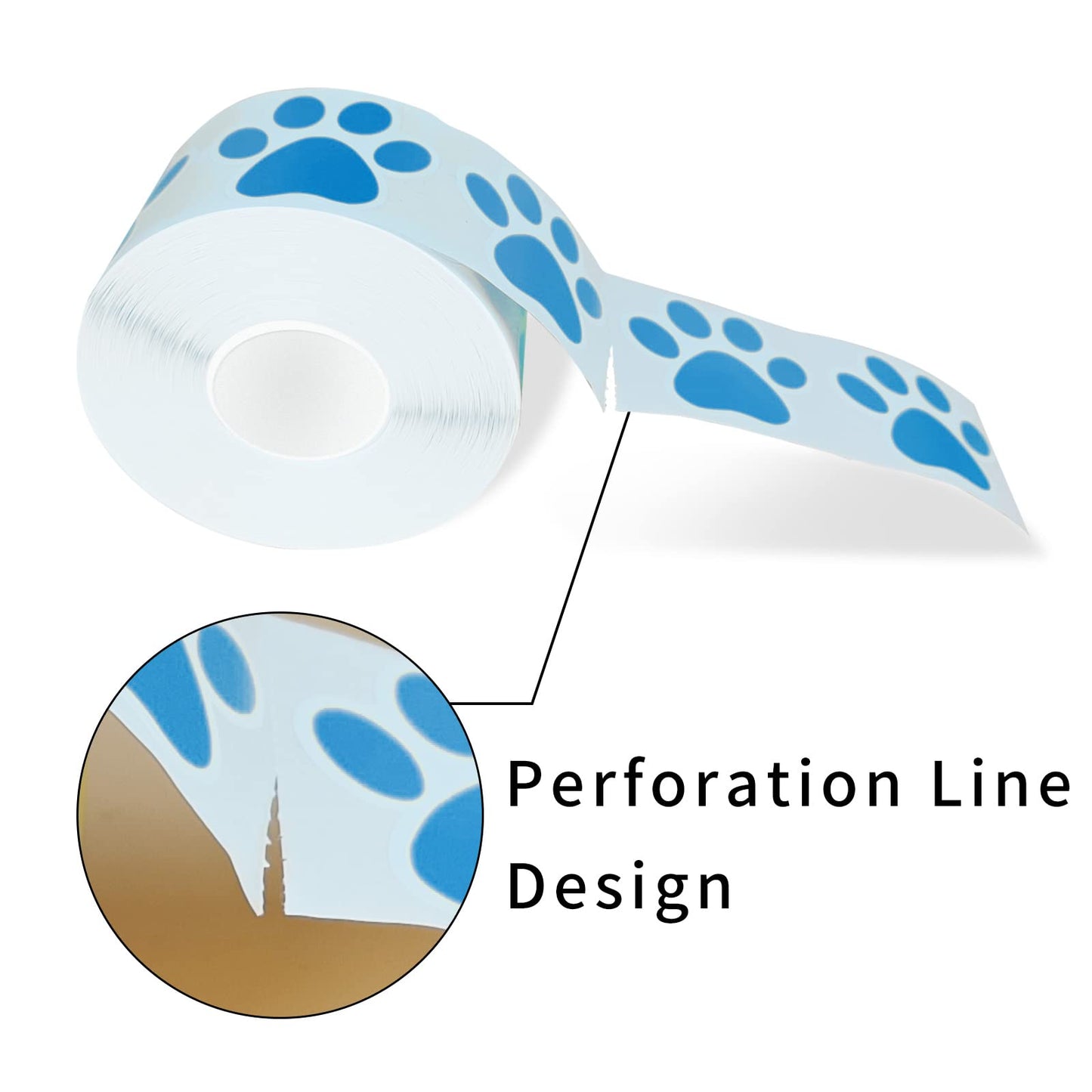 STARLIBOO Paw Print Stickers, 1.5 inch, 600pcs, Blue