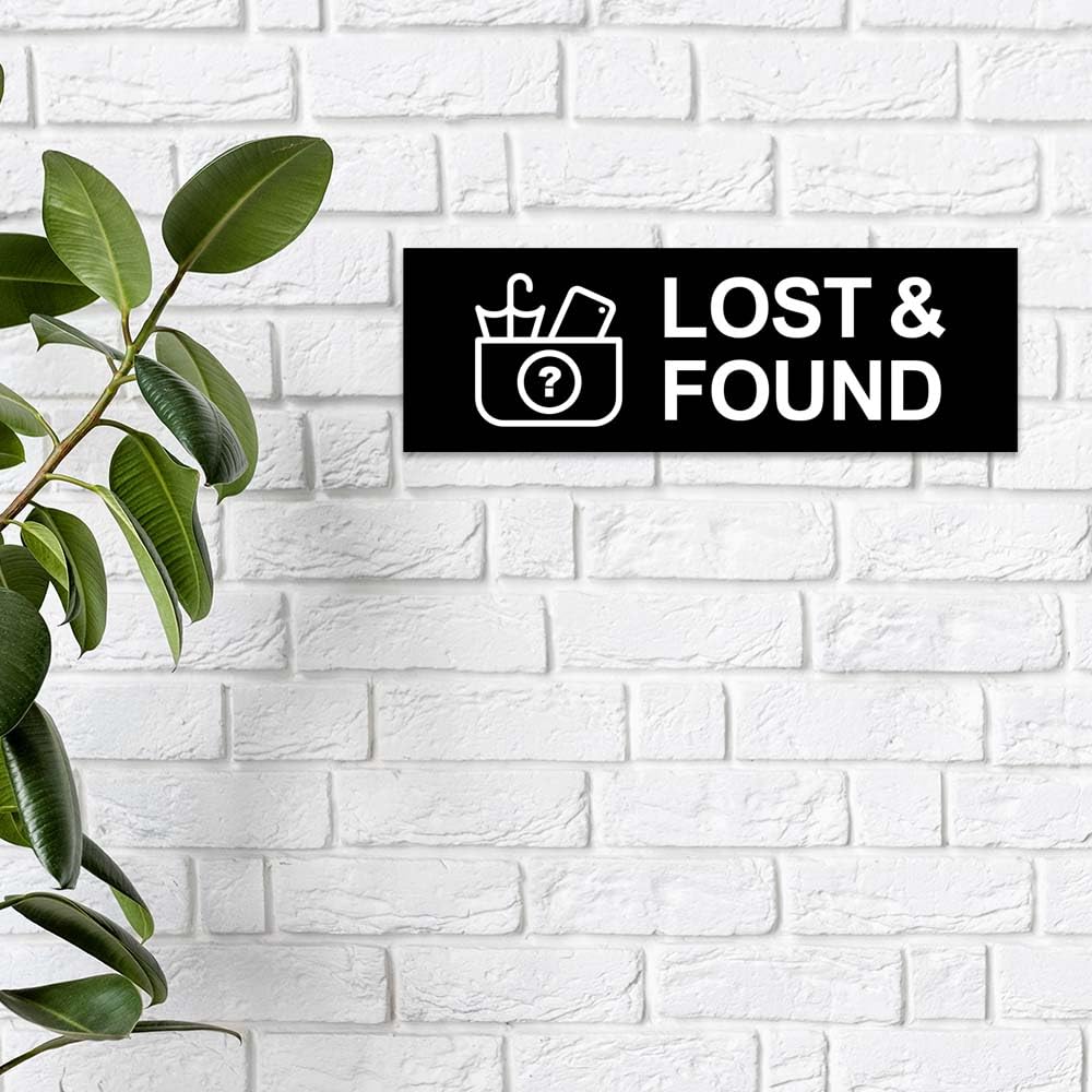 Basic Lost And Found Sign (Black) - Large 2 Pack 3 x 9" - Large (2 Pack) Black