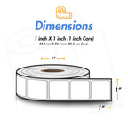 1" x 1" Square Direct Thermal Label, 4 Rolls, 1380/Roll