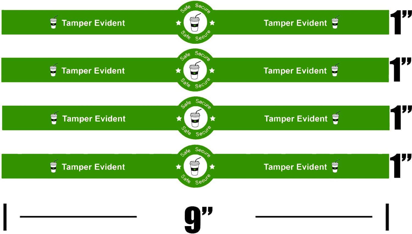 Safe Secure Tamper Evident Seals Stickers for Drink Lids 1"x 9"Tamper Proof Stickers-500Pcs Food Delivery Stickers Sealed for Freshness Labels Drink Food Coffee Milk Tea Ice Cream Safety Seal Stickers 1 X 9 Inch Green