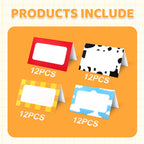 48pcs Cartoon Story Food Labels, Card Folded Table Place Labels