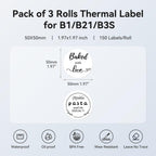 NIIMBOT 3 Roll Set Labels, 2" X 2" (50x50mm) Round Waterproof Thermal Label 2" X 2"-Round-White