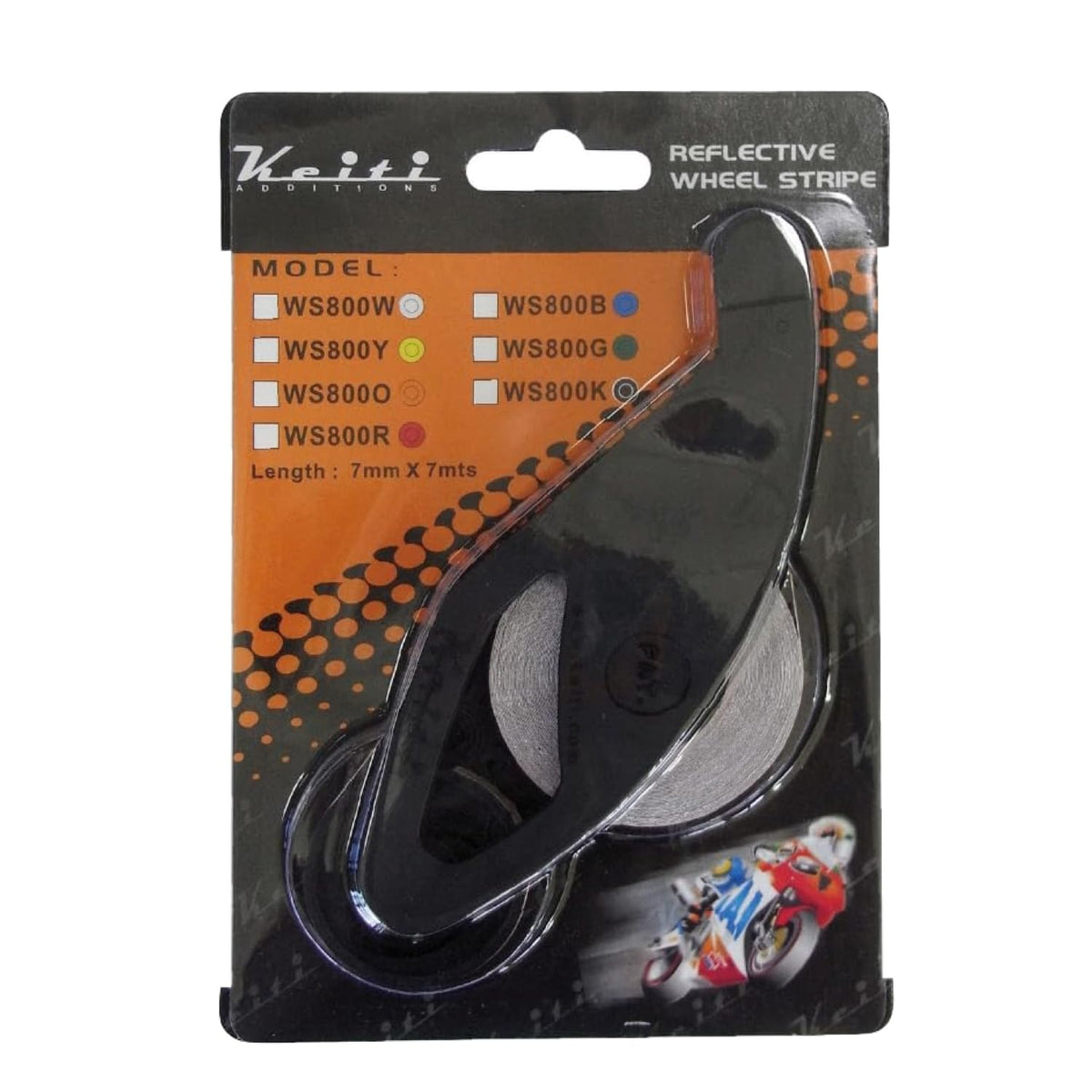 Keiti Motorcycle Wheel Stripe with Dispenser WS800 (Fluorescent Yellow) Fluorescent Yellow