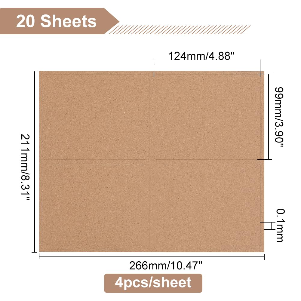 PH PandaHall 20 Sheet/80pcs Adhesive Wine Bottle Labels Custom Wine Label Stickers 3.9×4.9" Brown Blank Label Stickers Bottle Label Covers for Wine Wedding Engagement Anniversary Cocktail Party 3.9×4.9"