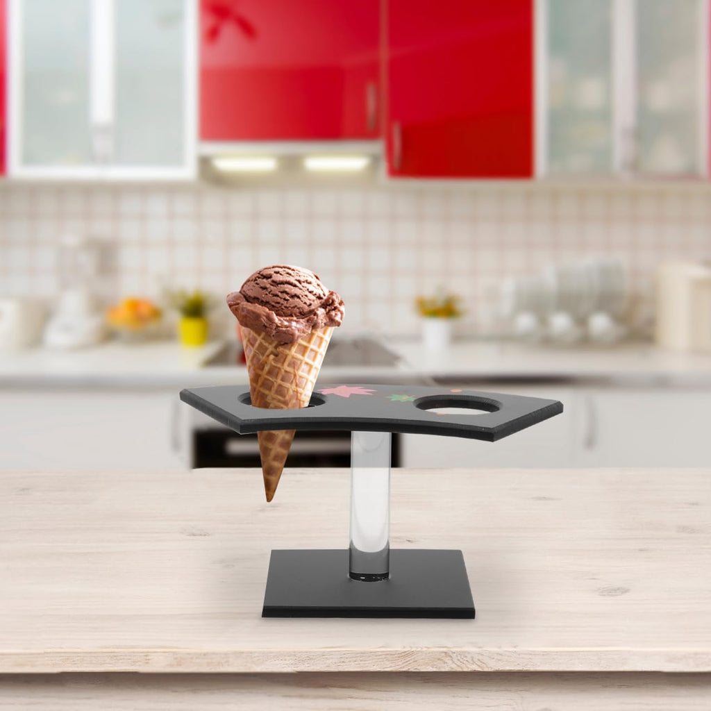 2holes Ice Cream Cone Stand Sushi Roll Holder with Stylish Dessert Display Rack for Parties Restaurants and Events Easy to Clean and Maintain 14.00X7.20X7.00CM