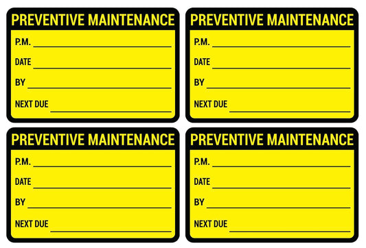 2x3 inch 200 PCS Black Yellow Preventive Maintenance Stickers for Machines and Equipments