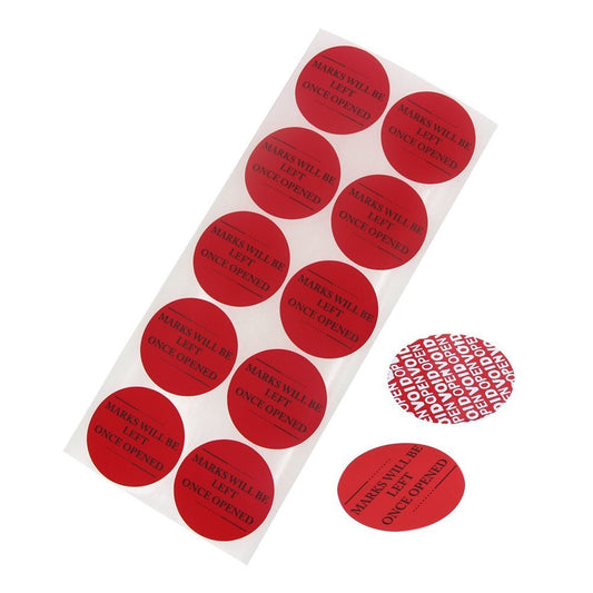 Solitary Walker 100Pcs Tamper Evident Security Labels Diameter 2 inch Rounds Red Complete Transfer Tamper Proof Stickers Safety Torn up Invalid Seals Tape