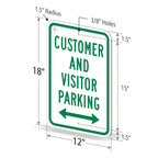 SmartSign-K-5661-EG "Customer and Visitor Parking" Sign with Bi-directional Arrow | 12" x 18" 3M Engineer Grade Reflective Aluminum 12" x 18" EG Reflective Aluminum - Parking Sign with Bi-directional Arrow